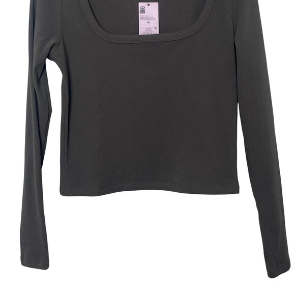 Wild Fable Long Sleeve Ribbed Top Womens Medium Gray New Fall - Picture 4 of 10